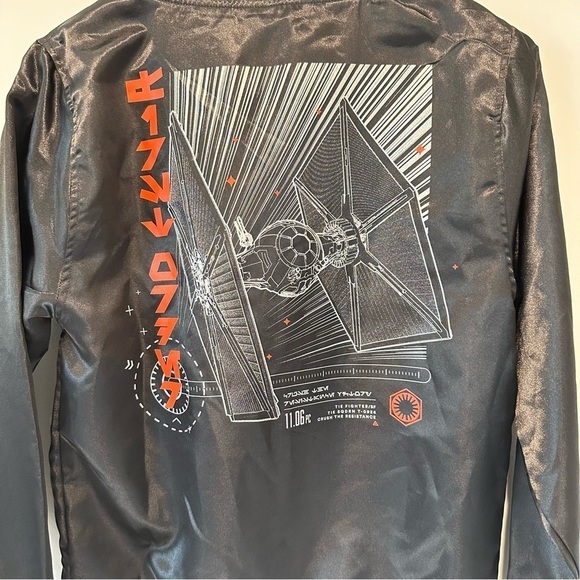 Star Wars Satin Jacket Tie Fighter Full Zip Bomber Jacket Stitch Logo Youth XL - Picture 7 of 13